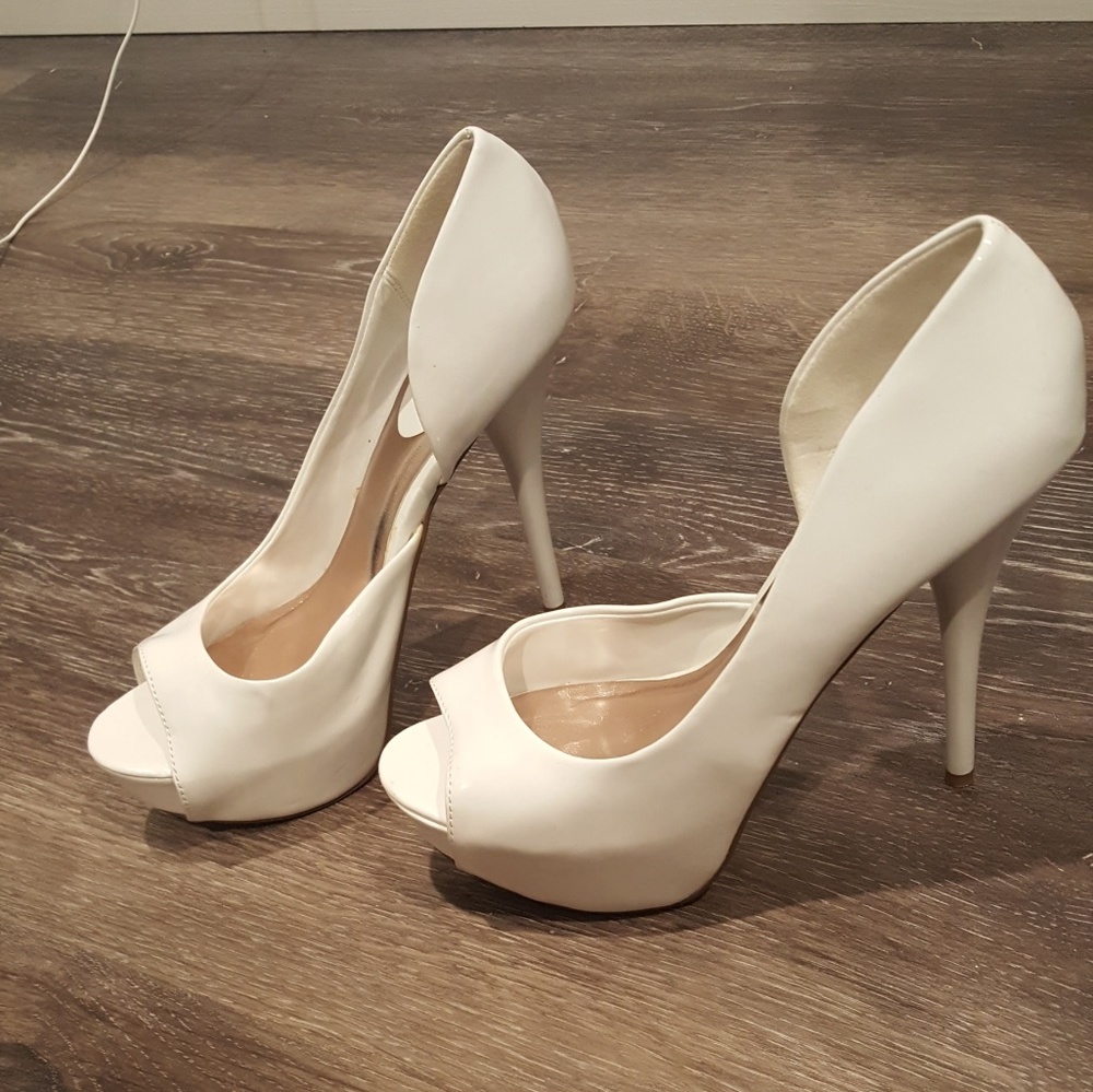 White platform heels